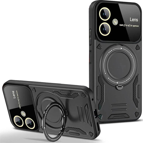 Galaxy A05 Kılıf Joy Lens Standlı Kapak - Siyah-(5796)