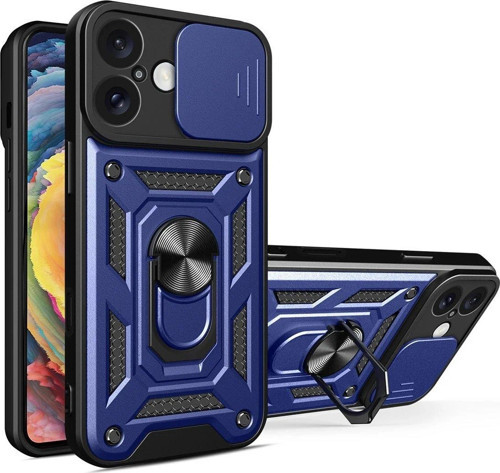 Iphone 16 Kılıf Pars Lens Yüzüklü Silikon - Lacivert-(5796)