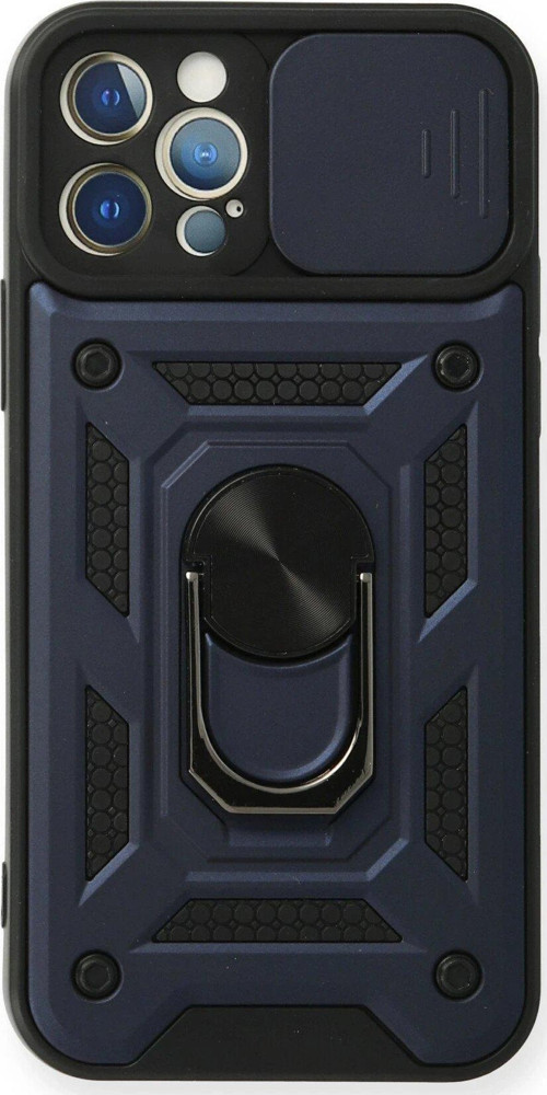 Iphone 12 Kılıf Pars Lens Yüzüklü Silikon - Lacivert-(5796)