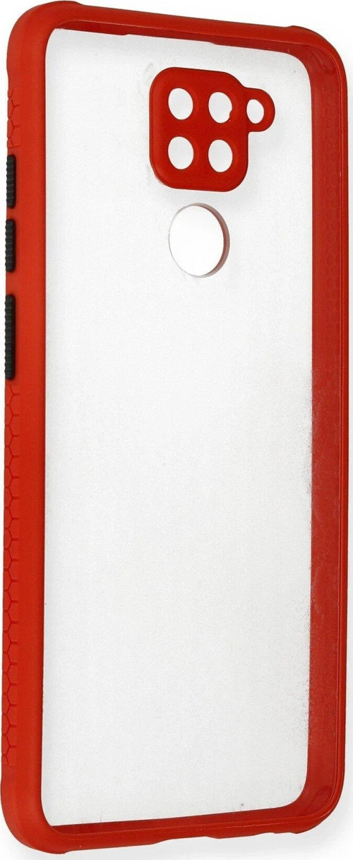 Redmi Note 9 Kılıf Miami Şeffaf Silikon - Kırmızı-(5796)