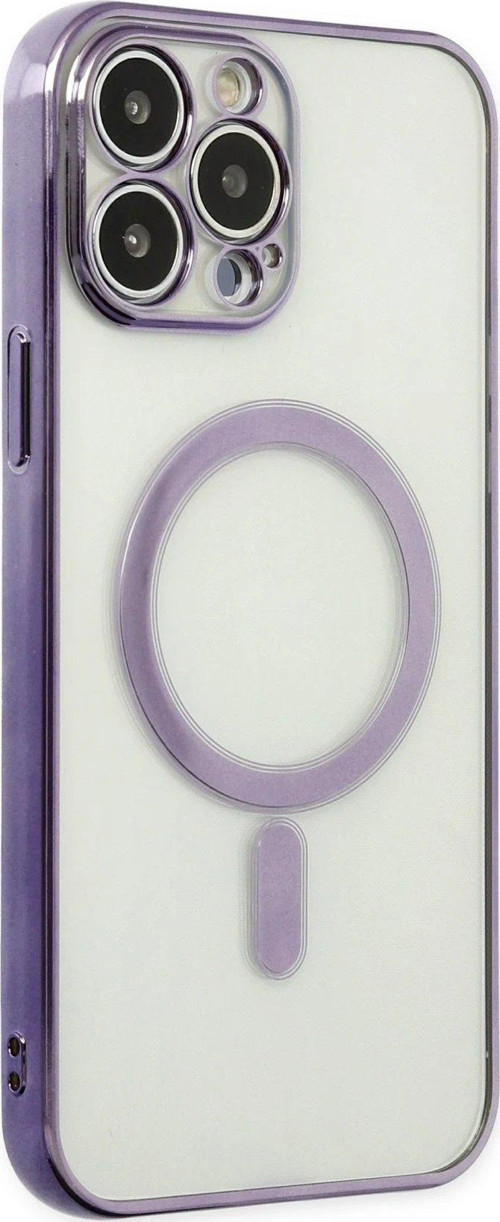 Iphone 14 Kılıf Magneticsafe Lazer Silikon - Mor-(5796)