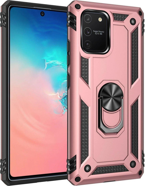 Galaxy A91 / S10 Lite Kılıf Sofya Yüzüklü Silikon Kapak - Rose-(5796)