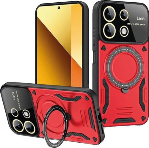 Redmi Note 13 4G Kılıf Joy Lens Standlı Kapak - Kırmızı-(5796)
