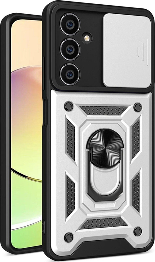 Galaxy A05 Kılıf Pars Lens Yüzüklü Silikon - Gümüş-(5796)