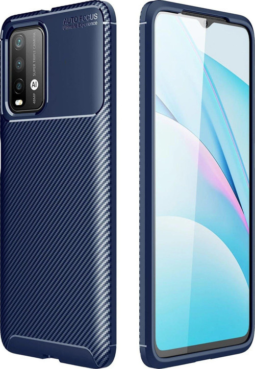 Redmi 9T Kılıf Auto Focus Karbon Kapak - Lacivert-(5796)