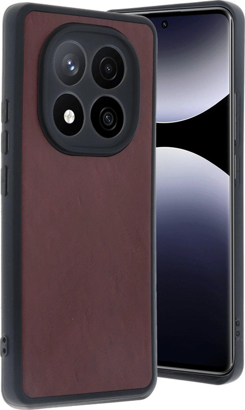 Redmi Note 14 5G Kılıf Aras Deri Kapak - Bordo-(5796)