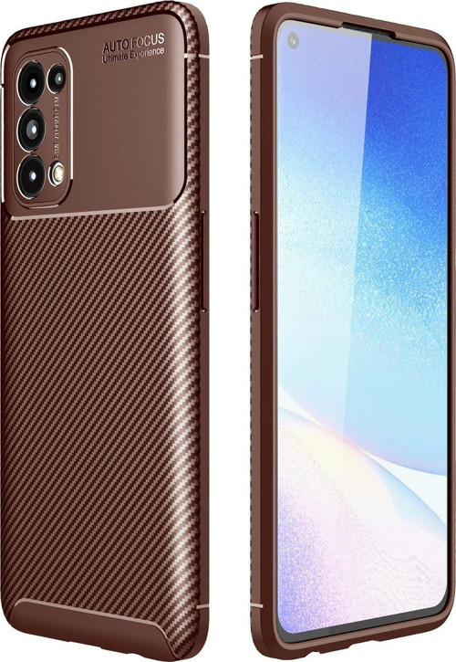 Reno 5 Kılıf Auto Focus Karbon Kapak - Kahverengi-(5796)