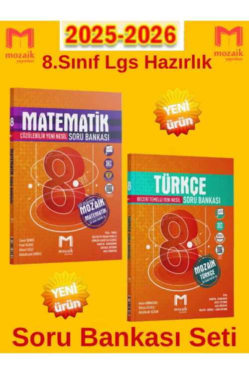 Güncel Müfredat 8.Sınıf Matematik-Türkçe 2 Kitap Soru Bankası Seti+Dokunmatikkalem