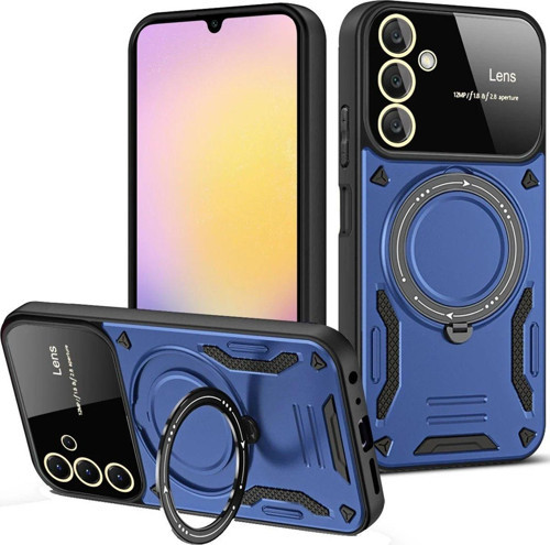 Galaxy S25 Fe Kılıf Joy Lens Standlı Kapak - Lacivert-(5796)