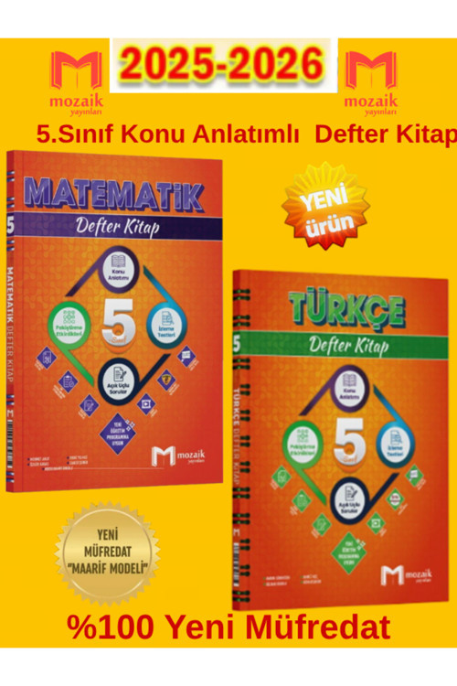 %100 Yeni 5.Sınıf Matematik-Türkçe Konu Anlatımlı Defter Seti+Tablet Kalemi