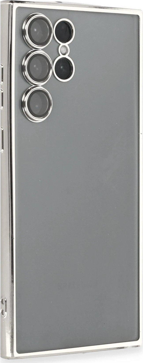 Galaxy S22 Kılıf Lensli Silikon - Gümüş-(5796)