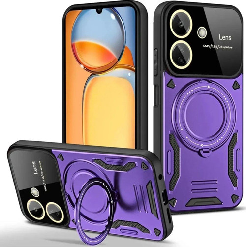 Redmi 13C Kılıf Joy Lens Standlı Kapak - Mor-(5796)
