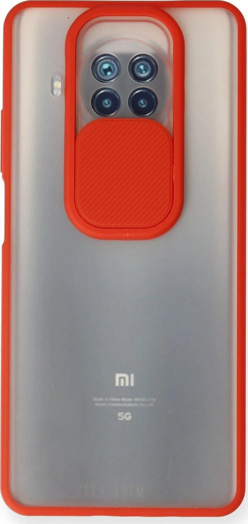 Mi 10T Lite Kılıf Palm Buzlu Kamera Sürgülü Silikon - Kırmızı-(5796)