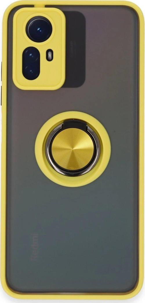 Redmi Note 12S Kılıf Montreal Yüzüklü Silikon Kapak - Sarı-(5796)