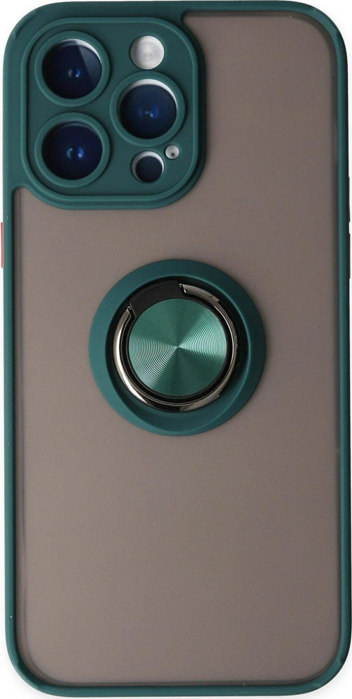 Iphone 14 Kılıf Montreal Yüzüklü Silikon Kapak - Yeşil-(5796)