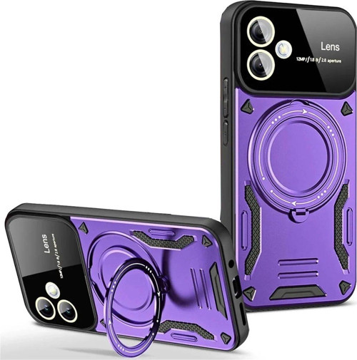Galaxy A06 Kılıf Joy Lens Standlı Kapak - Mor-(5796)