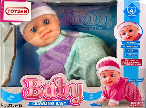 Pilli Emekleyen Sesli Küçük Bebek - 1 Adet Stokta Olan Gönderilir