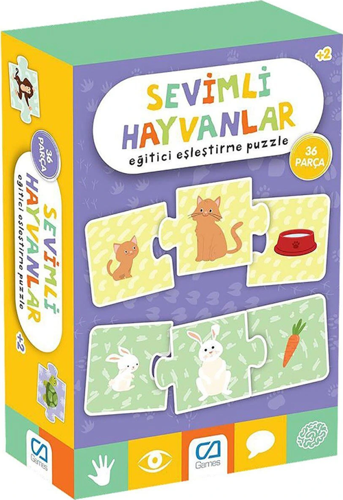 Sevimli Hayvanlar Eğitici Eşleştirme Puzzle 36 Parça