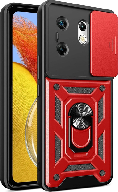 İnfinix Zero 30 4G Kılıf Pars Lens Yüzüklü Silikon - Kırmızı-(5796)