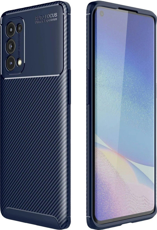 Reno 5 Kılıf Auto Focus Karbon Kapak - Lacivert-(5796)