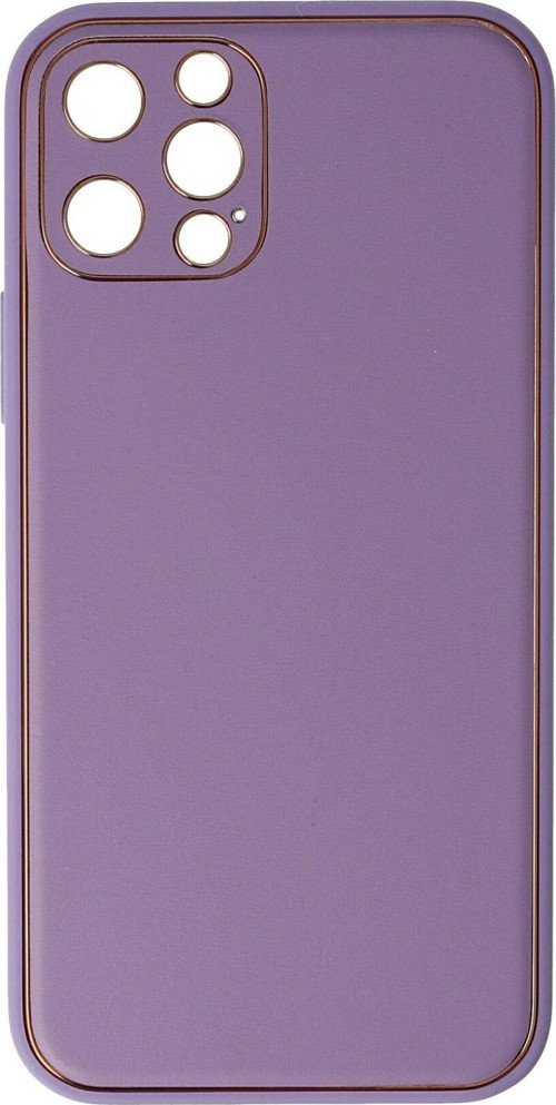 Iphone 12 Kılıf Coco Deri Silikon Kapak - Lila-(5796)