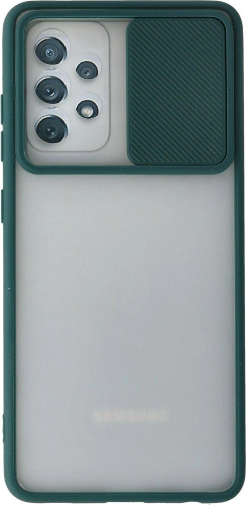 Galaxy A52 Kılıf Palm Buzlu Kamera Sürgülü Silikon - Yeşil-(5796)