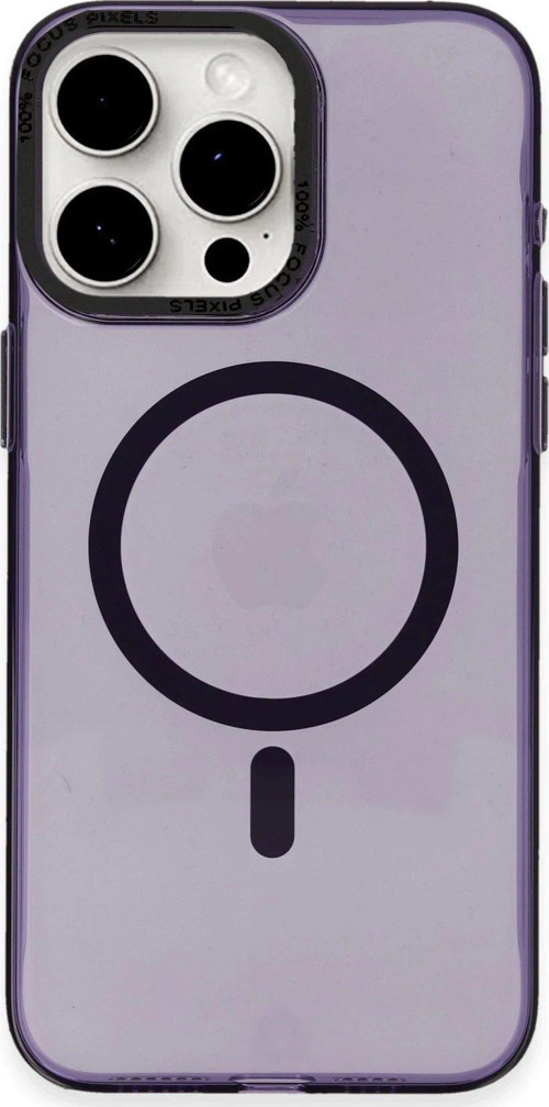 Iphone 15 Kılıf Anka Pc Magneticsafe Sert Metal Kapak - Mor-(5796)