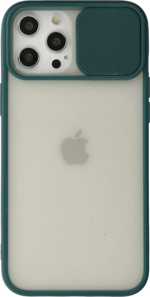 Iphone 12 Kılıf Palm Buzlu Kamera Sürgülü Silikon - Yeşil-(5796)