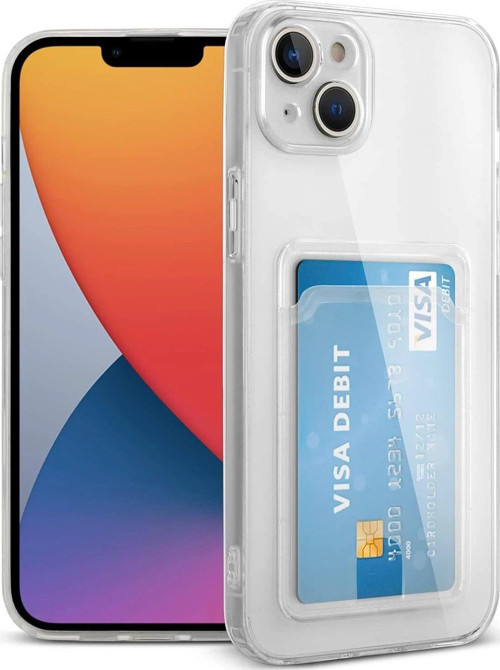 Iphone 13 Kılıf Kart Şeffaf Silikon - Şeffaf-(5796)
