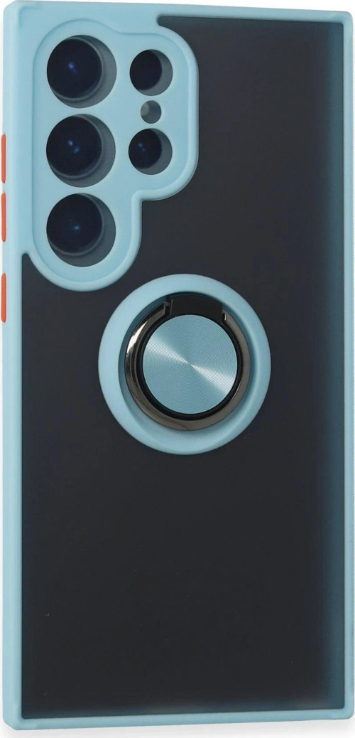 Galaxy S24 Kılıf Montreal Yüzüklü Silikon Kapak - Buz Mavi-(5796)