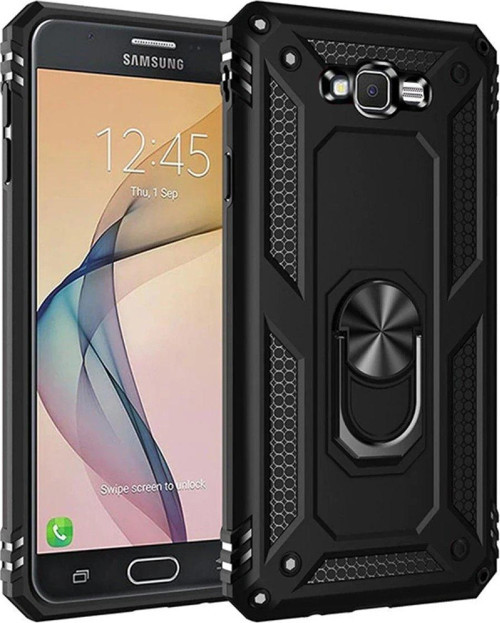 Galaxy J7 Kılıf Sofya Yüzüklü Silikon Kapak - Siyah-(5796)