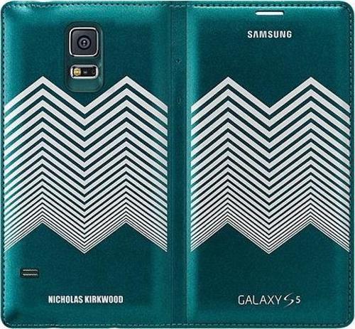 Galaxy S5 ile Uyumlu Nicholas Kırkwood Flip Wallet Kılıf Mavi Beyaz EF-WG900RKEGWW