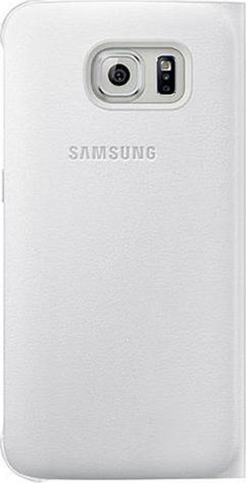 Galaxy S6 Edge ile Uyumlu Flip Wallet (Deri Görünümlü) Beyaz EF-WG925PWEGWW