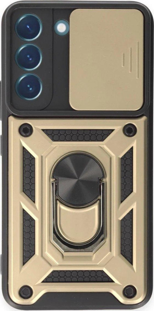 Galaxy S23 Fe Kılıf Pars Lens Yüzüklü Silikon - Gold-(5796)