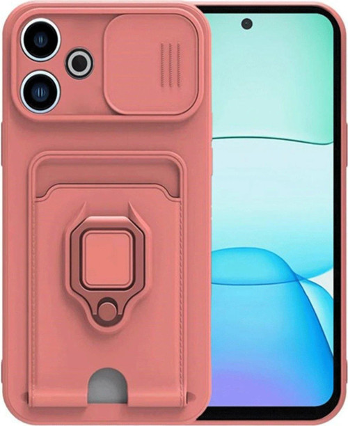 Redmi 13 4G Kılıf Zuma Kartvizitli Yüzüklü Silikon - Pembe-(5796)