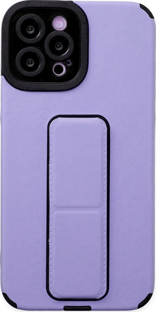 Iphone 12 Kılıf Mega Standlı Silikon - Lila-(5796)