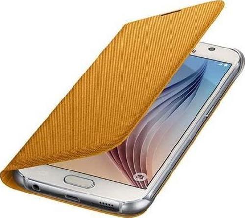 Galaxy S6 ile Uyumlu Flip Wallet (Tekstil) Sarı EF-WG920BYEGWW