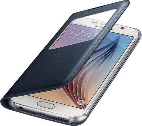 Galaxy S6 ile Uyumlu S View Cover (Deri Görünümlü) Lacivert EF-CG920PBEGWW (Out)