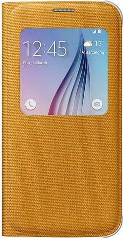 Galaxy S6 ile Uyumlu S View Cover (Tekstil) Sarı EF-CG920BYEGWW
