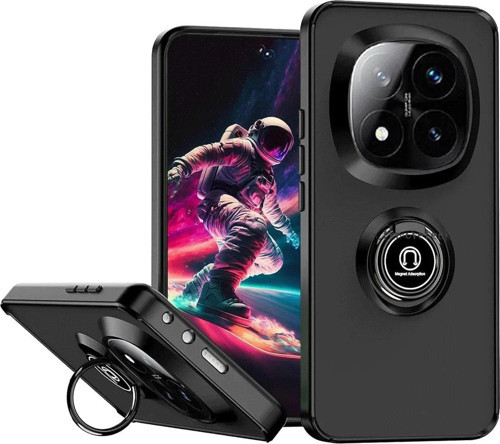 Redmi Note 14 Kılıf Montreal Yüzüklü Silikon Kapak - Siyah-(5796)