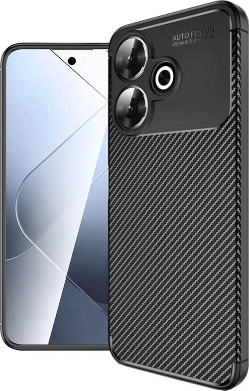 Redmi 13 4G Kılıf Auto Focus Karbon Kapak - Siyah-(5796)