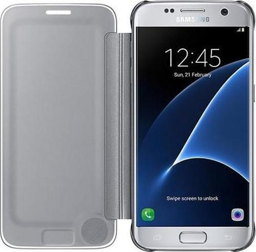 Galaxy S7 ile Uyumlu Clear View Cover Kılıf Gümüş EF-ZG930CSEGWW