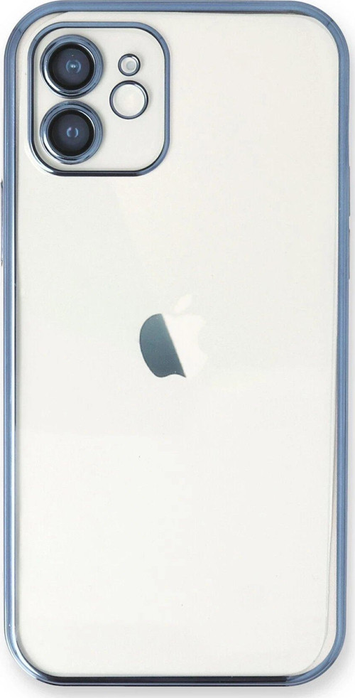 Iphone 12 Kılıf Lensli Silikon - Açık Mavi-(5796)