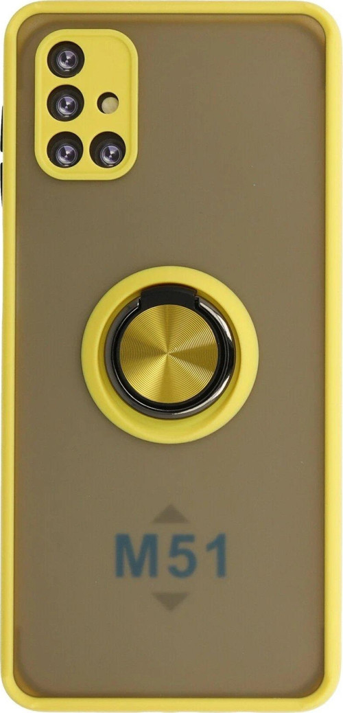 Galaxy M51 Kılıf Montreal Yüzüklü Silikon Kapak - Sarı-(5796)