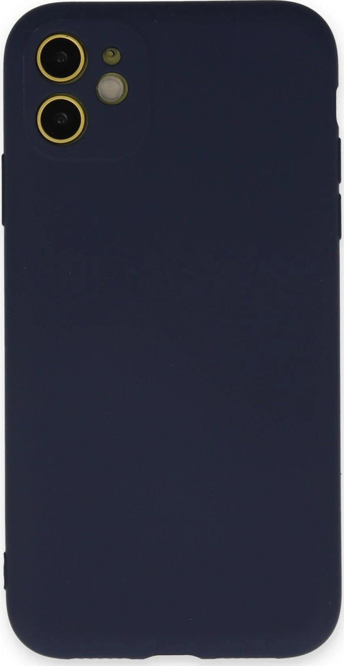 Iphone 11 Kılıf Nano Içi Kadife Silikon - Lacivert-(5796)