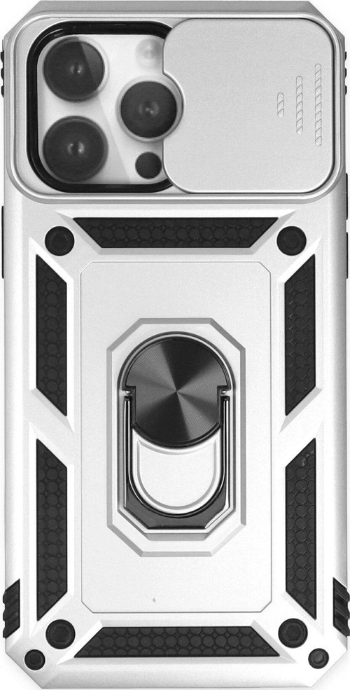 Iphone 14 Kılıf Pars Lens Yüzüklü Silikon - Gümüş-(5796)