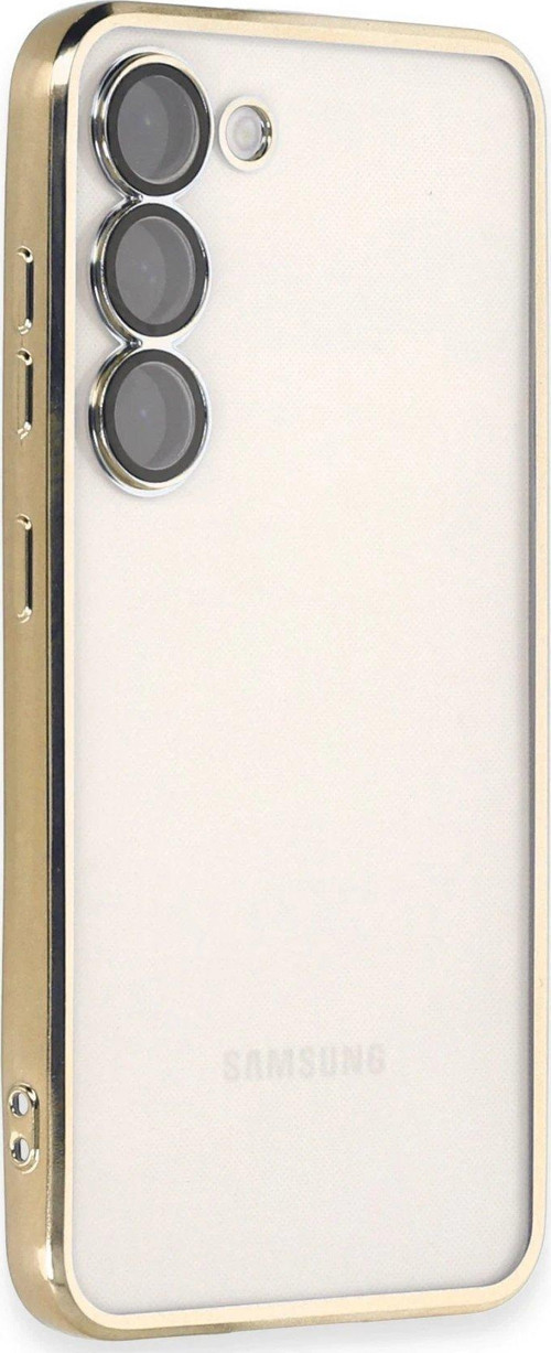 Galaxy S23 Kılıf Lensli Silikon - Gold-(5796)