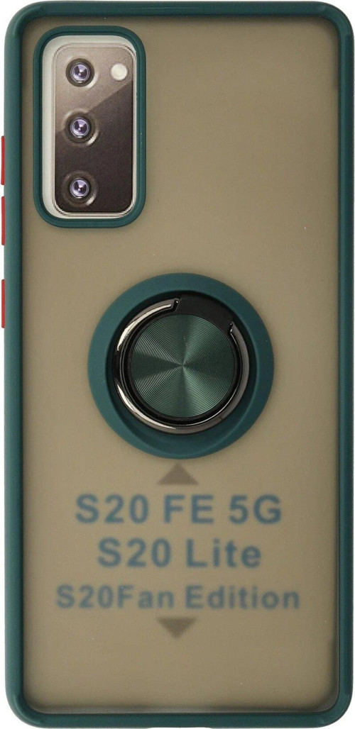 Galaxy S20 Fe Kılıf Montreal Yüzüklü Silikon Kapak - Yeşil-(5796)