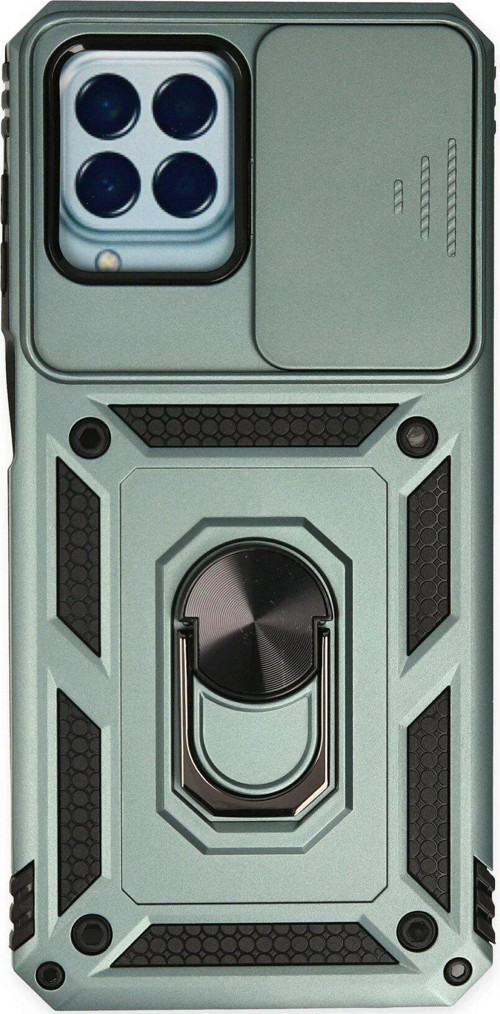 Galaxy M33 Kılıf Pars Lens Yüzüklü Silikon - Yeşil-(5796)