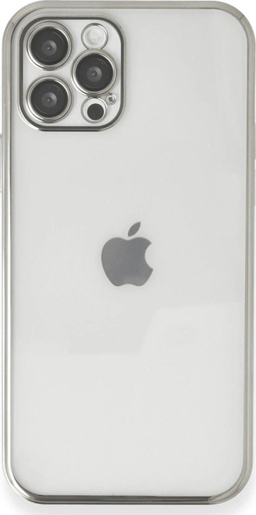 Iphone 12 Kılıf Lensli Silikon - Gümüş-(5796)